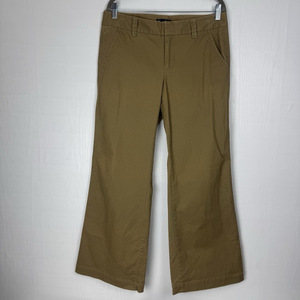 Gap Women The Trouser Wide Leg‎ Khaki Pants Beige Stretch Size 6
